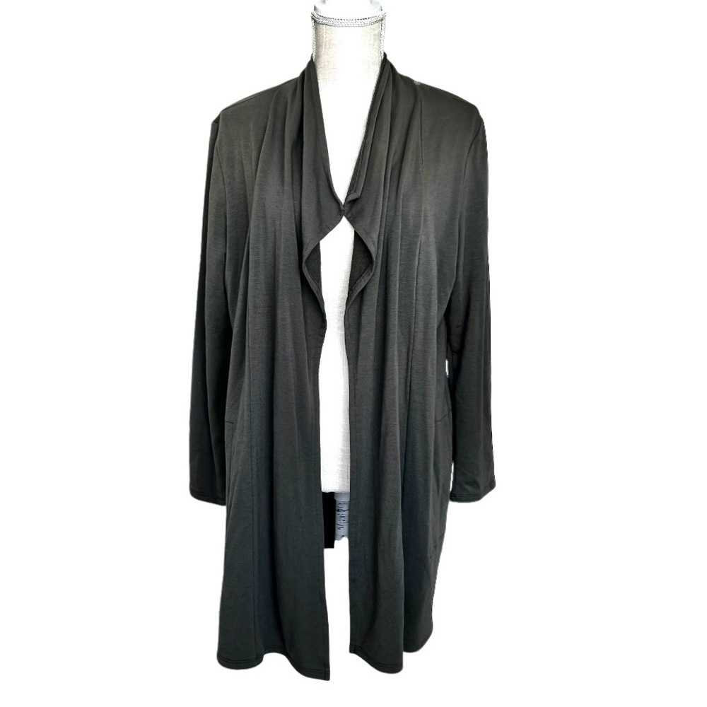J.Jill Luxe Tencel Draped Front Open Long Cardigan Women Size Large - Picture 2 of 10